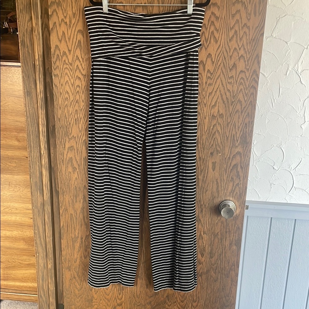 Calvin Klein Black and White Striped Wide Leg Pants